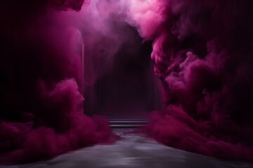 Dark magenta background, minimalist stage design style