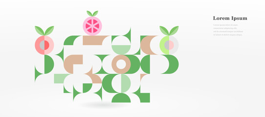 幾何学 抽象 サークル パターン レトロ 野菜 果物 背景 - 766241708