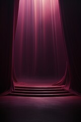 Dark mauve background, minimalist stage design style