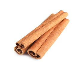 Three aromatic cinnamon sticks isolated on white