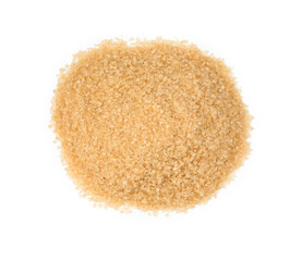 Pile of brown sugar isolated on white, top view