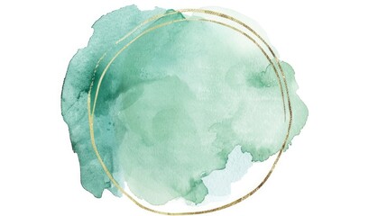 Light Green Watercolor Background With Thin Golden Frame