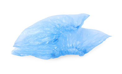 Obraz premium Pair of blue medical shoe covers isolated on white