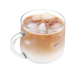 Cup of fresh iced coffee isolated on white