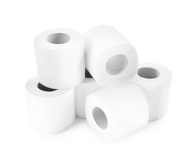 Soft toilet paper rolls isolated on white