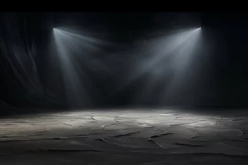 Fotobehang Dark silver background, minimalist stage design style © Celina