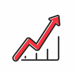 graph with arrow, Business graph with arrow, graph, business, arrow, chart, growth, diagram, finance, success, market, Red arrow up line icon on white background