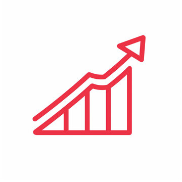 Business graph with arrow, graph, business, arrow, chart, growth, diagram, finance, success, market, Red arrow up line icon on white background