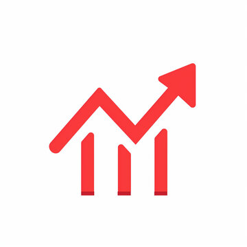 house and arrow, Business graph with arrow, graph, business, arrow, chart, growth, diagram, finance, success, market, Red arrow up line icon on white background