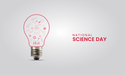 National Science day, Science day creative design for social media banner, poster 3D Illustration