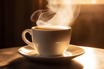 a cup of coffee with steam coming out of it