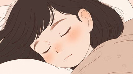 Hand drawn cartoon sleeping girl illustration
