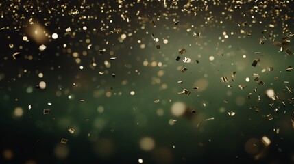 a gold confetti flying in the air - obrazy, fototapety, plakaty