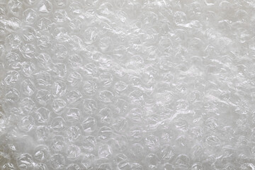 Transparent bubble wrap as background, top view