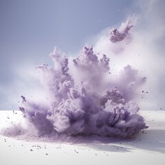 Lilac dusty piles floating in the air