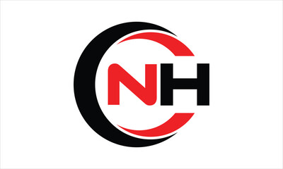 NH initial letter circle icon gaming logo design vector template. batman logo, sports logo, monogram, polygon, war game, symbol, playing logo, abstract, fighting, typography, minimal, wings logo, sign