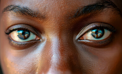 African American black Woman eyes close-up - obrazy, fototapety, plakaty