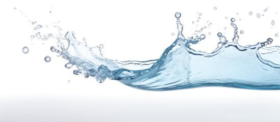 Close-up view capturing the details of a vibrant blue water wave filled with tiny bubbles and motion