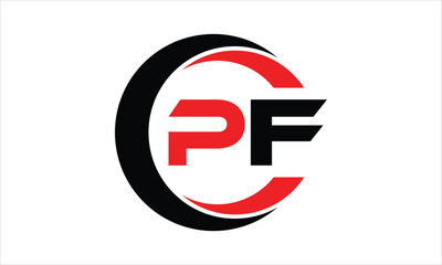 PF initial letter circle icon gaming logo design vector template. batman logo, sports logo, monogram, polygon, war game, symbol, playing logo, abstract, fighting, typography, minimal, wings logo, sign