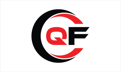 Fototapeta premium QF initial letter circle icon gaming logo design vector template. batman logo, sports logo, monogram, polygon, war game, symbol, playing logo, abstract, fighting, typography, minimal, wings logo, sign