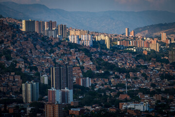 aerial view of Medellin Colombia poblado and laureles skyline skyscraper cityscape 