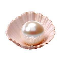 Pearl in shell isolated on white background