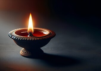 Realistic illustration for a tamil new year with a traditional oil lamp.