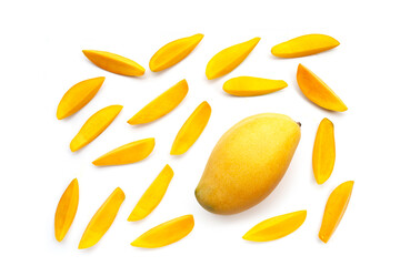Tropical fruit, Mango on white