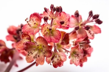 A white background isolates the Coral Bells flower. Ideal for floral layouts, postcards, patterns, and floral arrangements.