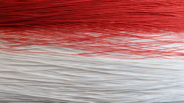 a close up of red and white threads