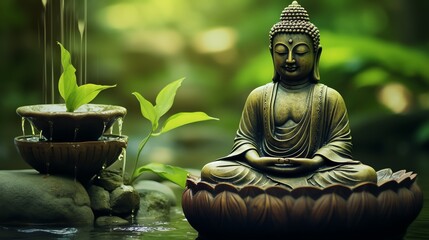 a statue of a buddha sitting in a lotus position