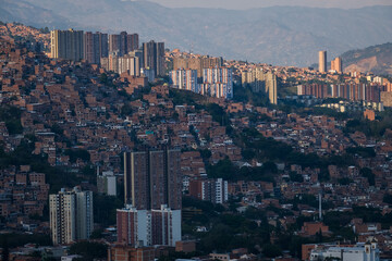Obraz premium Medellin Colombia Aerial of skyline cityscape poblado laureles neighborhood