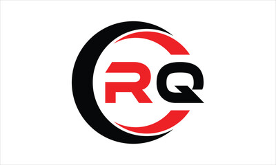 RQ initial letter circle icon gaming logo design vector template. batman logo, sports logo, monogram, polygon, war game, symbol, playing logo, abstract, fighting, typography, minimal, wings logo, sign