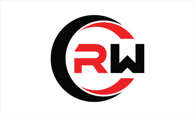 RW initial letter circle icon gaming logo design vector template. batman logo, sports logo, monogram, polygon, war game, symbol, playing logo, abstract, fighting, typography, minimal, wings logo, sign