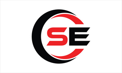 SE initial letter circle icon gaming logo design vector template. batman logo, sports logo, monogram, polygon, war game, symbol, playing logo, abstract, fighting, typography, minimal, wings logo, sign
