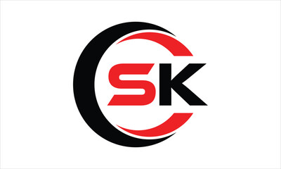 SK initial letter circle icon gaming logo design vector template. batman logo, sports logo, monogram, polygon, war game, symbol, playing logo, abstract, fighting, typography, minimal, wings logo, sign