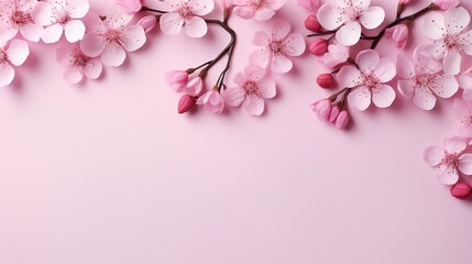 Fototapeta na wymiar Pink Flowers Background Empty Space Embrace
