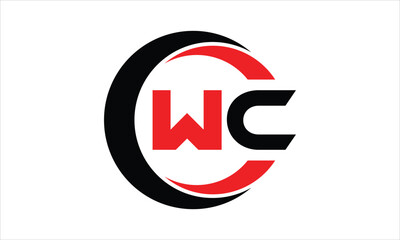 WC initial letter circle icon gaming logo design vector template. batman logo, sports logo, monogram, polygon, war game, symbol, playing logo, abstract, fighting, typography, minimal, wings logo, sign