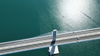 Adriatic coast. Croatia. Bridge between the banks. - obrazy, fototapety, plakaty