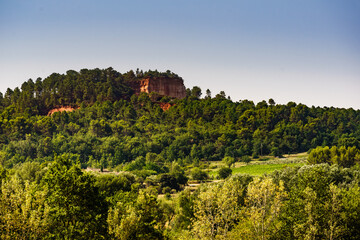 Red rocks in Roussillon, Provence France - obrazy, fototapety, plakaty