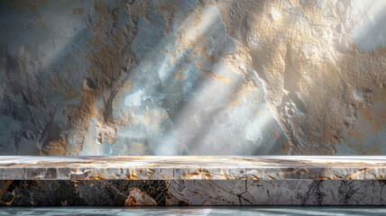 Abstract background, mock up scene. Ray light and shadow on the wall and floor. Studio for product display. 3D rendering. Beautiful simple AI generated image in 4K, unique.