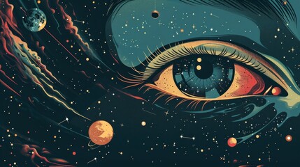 Celestial Eye and Universe Mystical Concept Art - obrazy, fototapety, plakaty