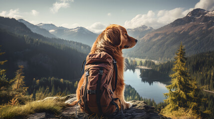 dog in nature, the best dog, dog travel companion - obrazy, fototapety, plakaty