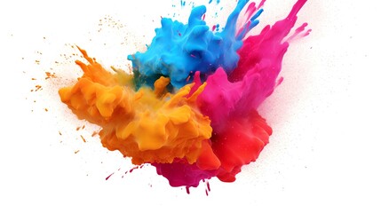 Colorful powder explosion isolated on a white background. 3d rendering