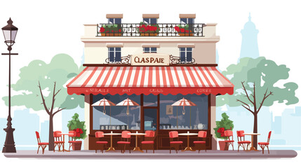 A Cafe in Paris Flat vector isolated on white background