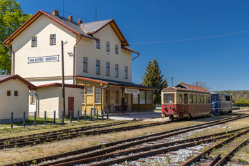 Narrow gauge railway Jindrichuv Hradec to Nova Bystrice, station Nova Bystrice, Czech Republic