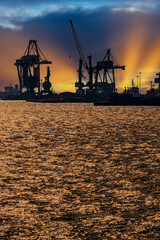 Port and industrial zone in Taranto, Apulia, Italy