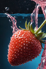 strawberry falling into water