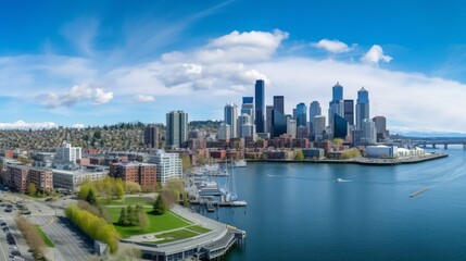 Fototapeta premium Cityscape on Large Body of Water