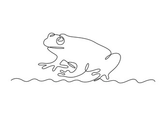 Frog outline continuous one line drawing vector illustration. Premium vector